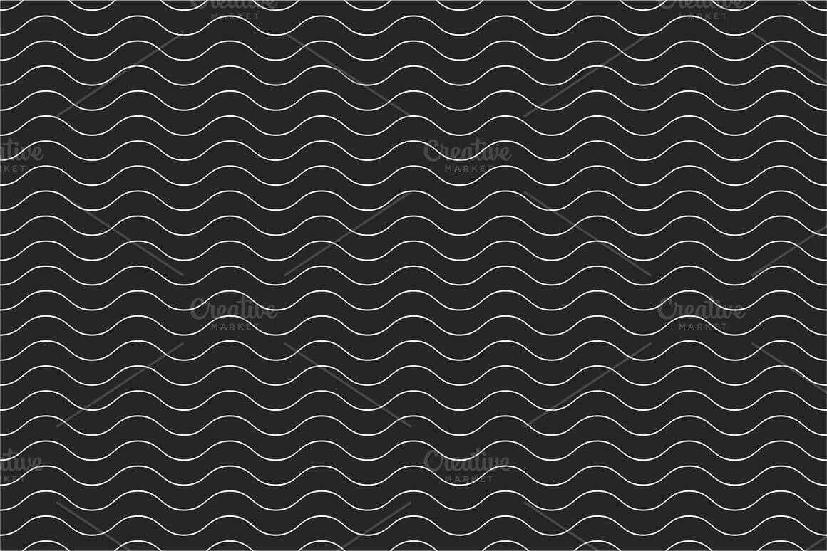 Pattern with drawn white wavy lines on a black background.