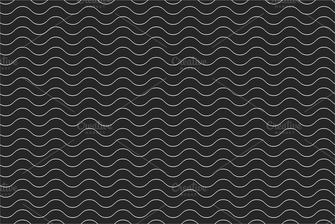Simple seamless pattern in the form of wavy lines on a black background.
