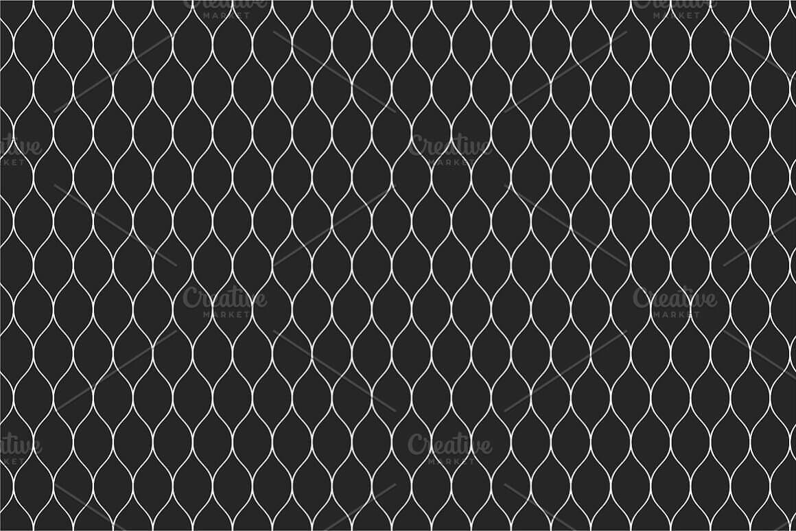 Simple seamless pattern in the form of a fishing net on a black background.