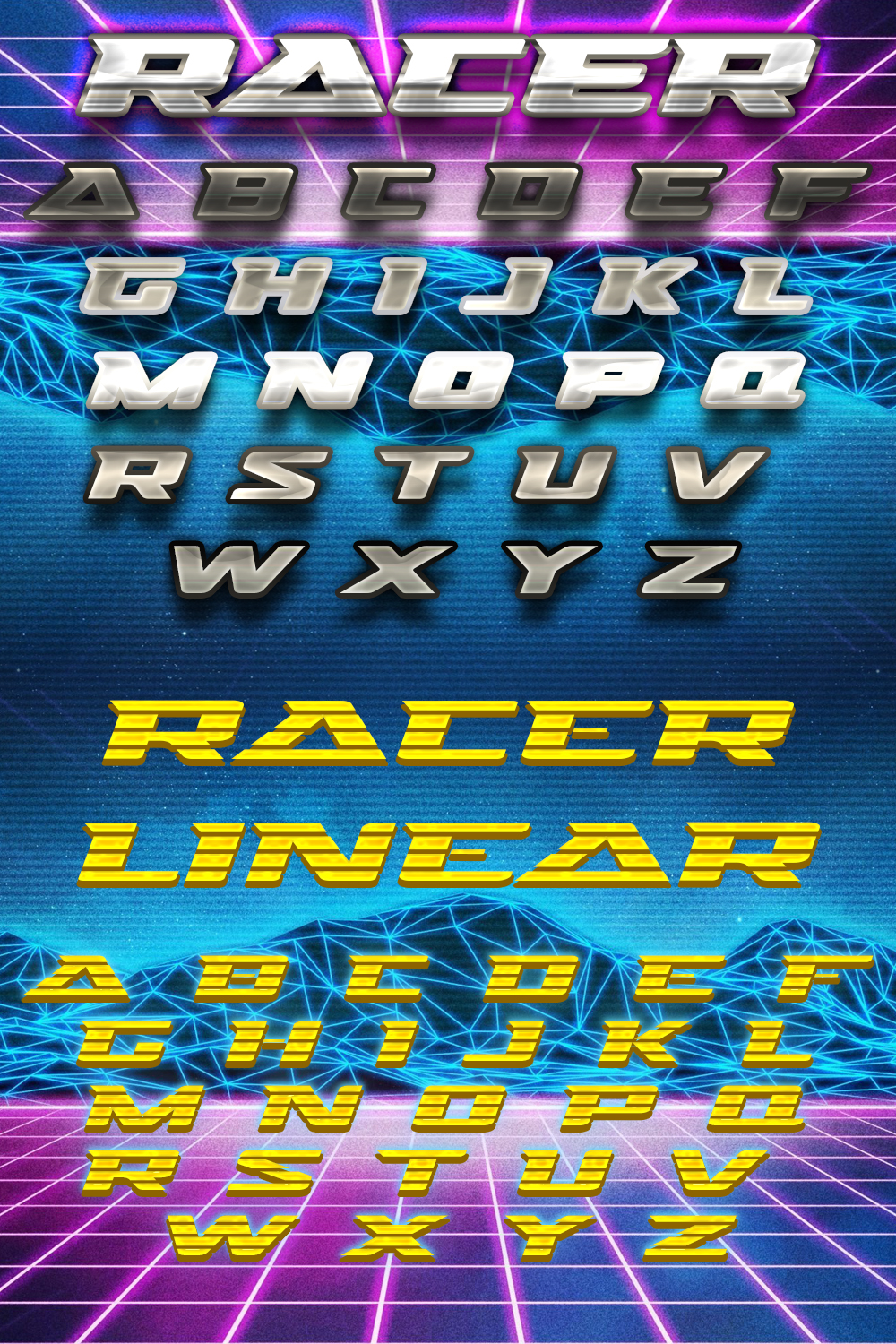 Racer font of pinterest.