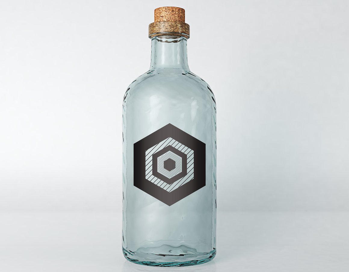 Realistic glass bottle mockup.