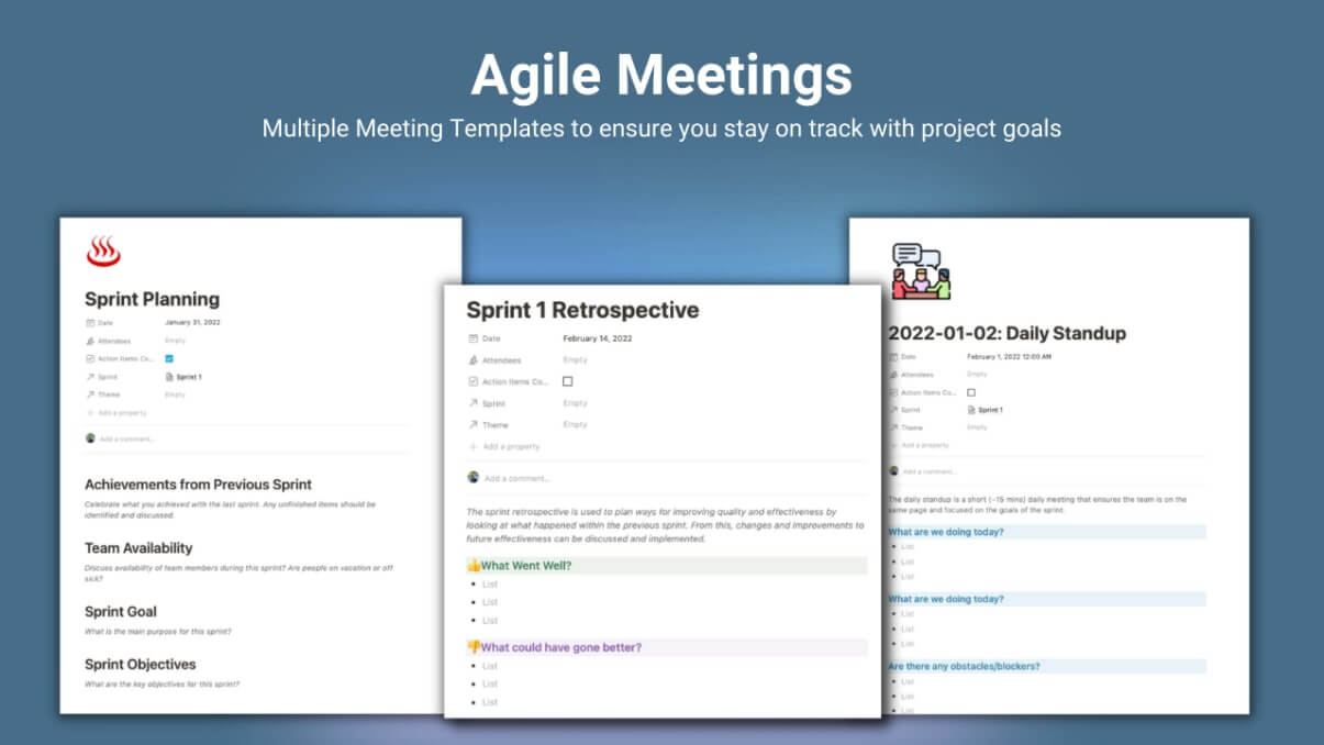 Agile Meeting - multiple meeting templates.