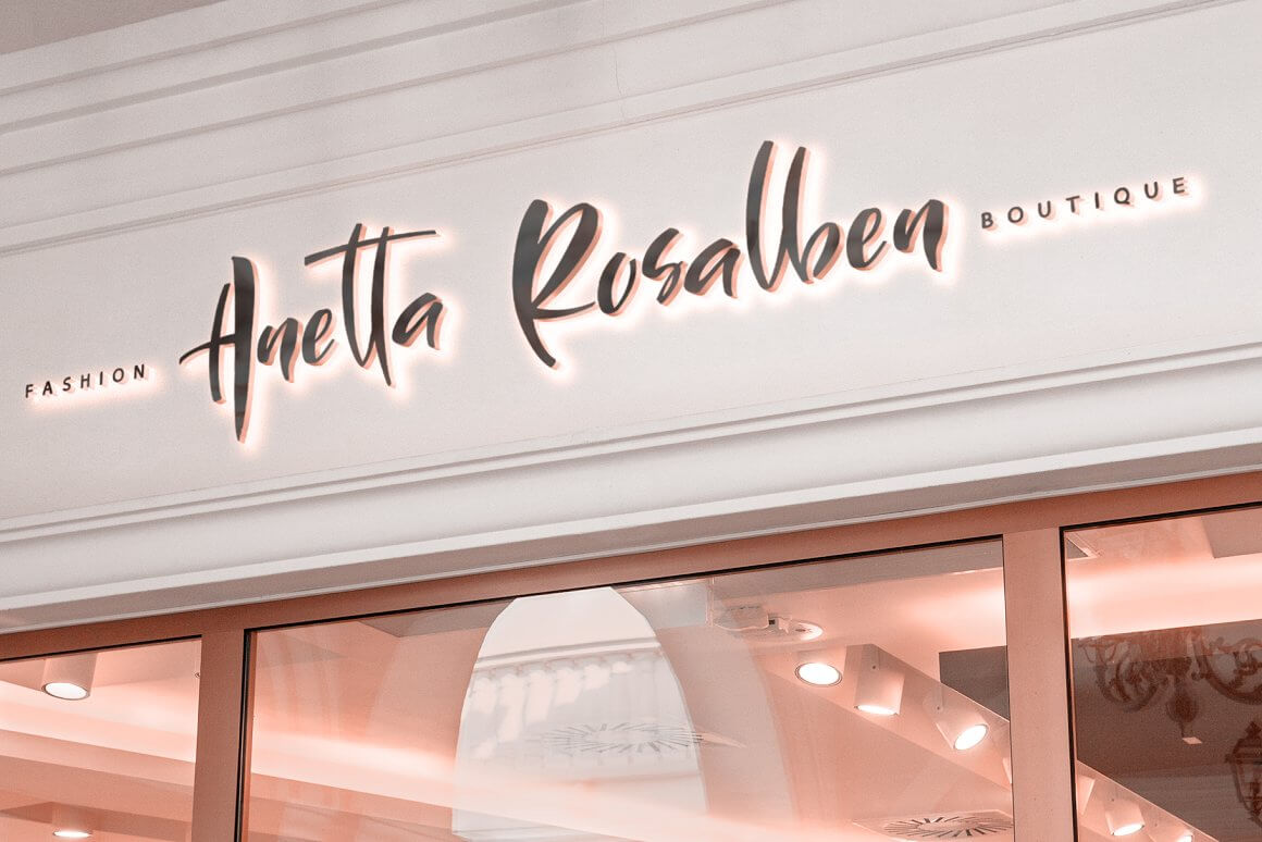 Signboard Anetta Rosalben fashion boutique.