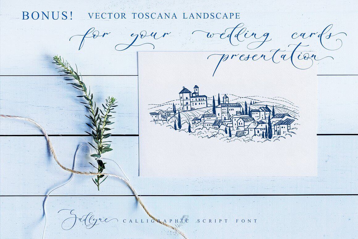 Bonus, vector toscana landscape for your wedding cards presentation.