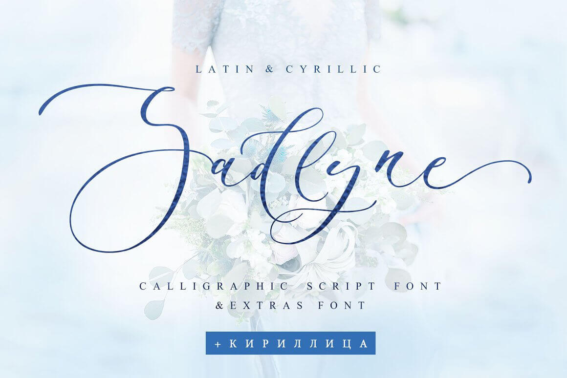 Sadlyne calligraphic script font and extras font.