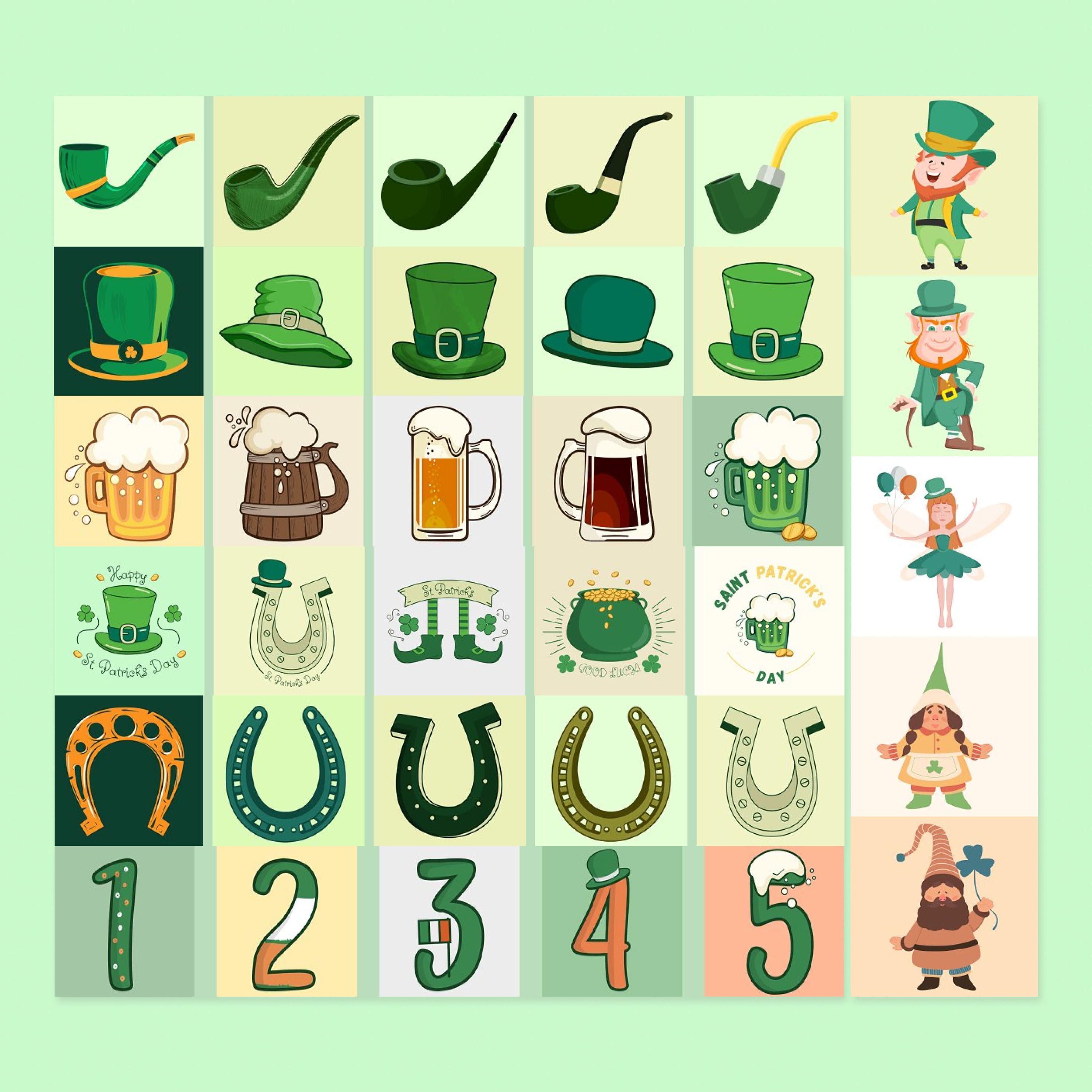 Saint Patricks Clipart Mega Kit Preview Image.