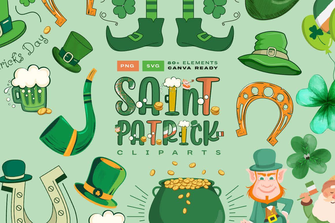 Saint Patricks Clipart Mega Kit Preview 1.