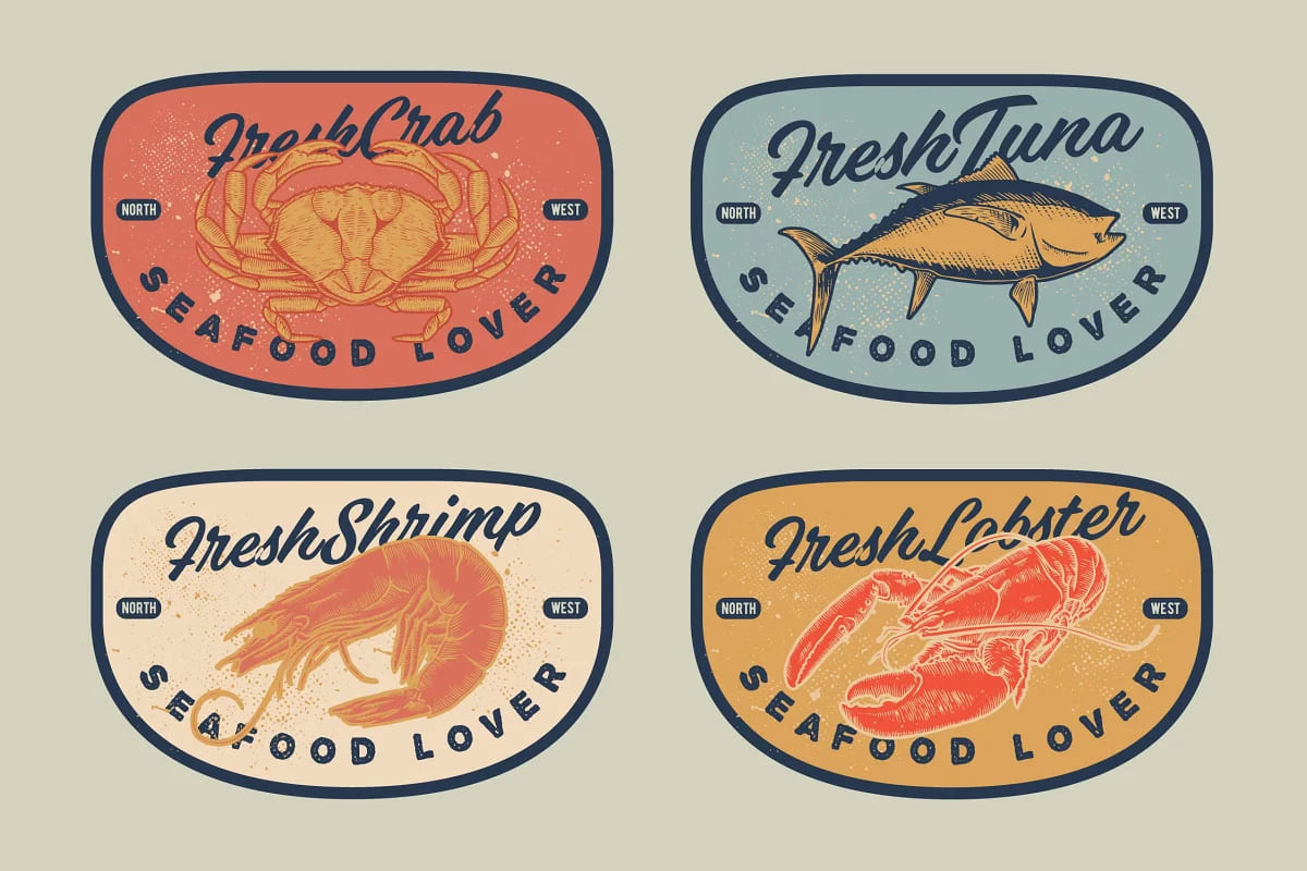 seafood vectorpack stickers.