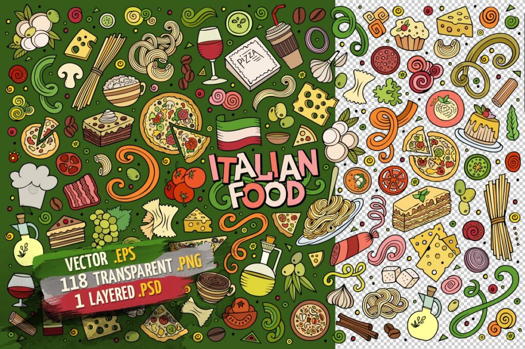 Italian Food Objects & Symbols Set – MasterBundles