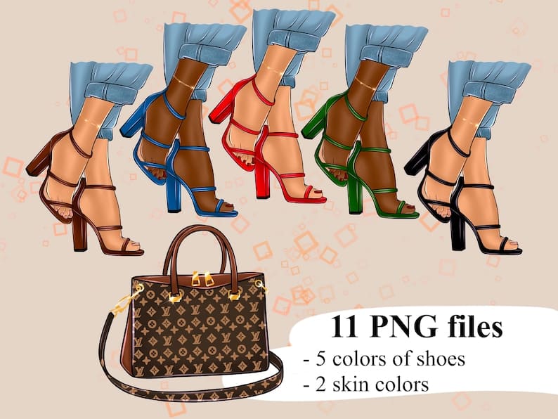 shoes and bag clipart different designs.
