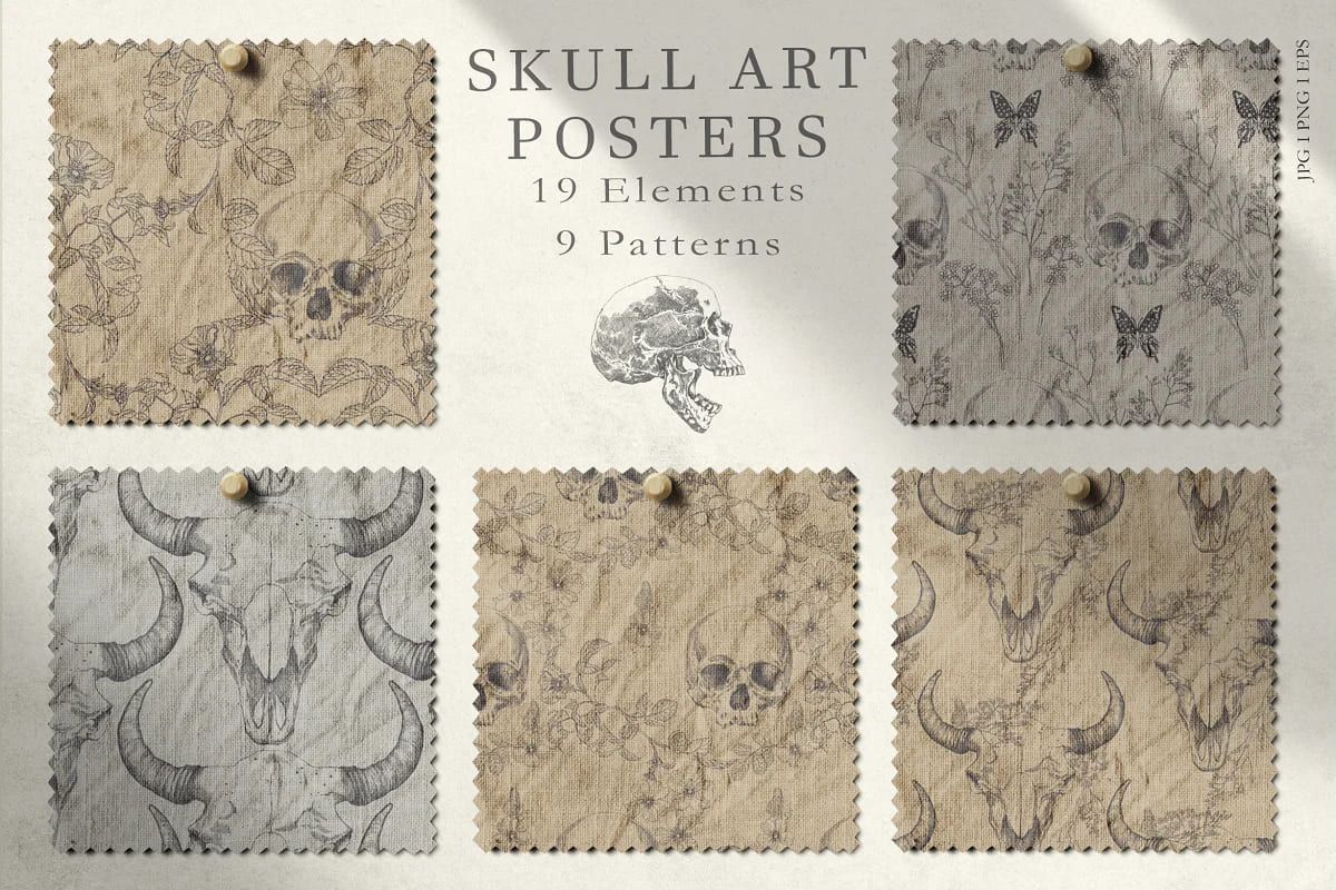 skull art posters clipart.