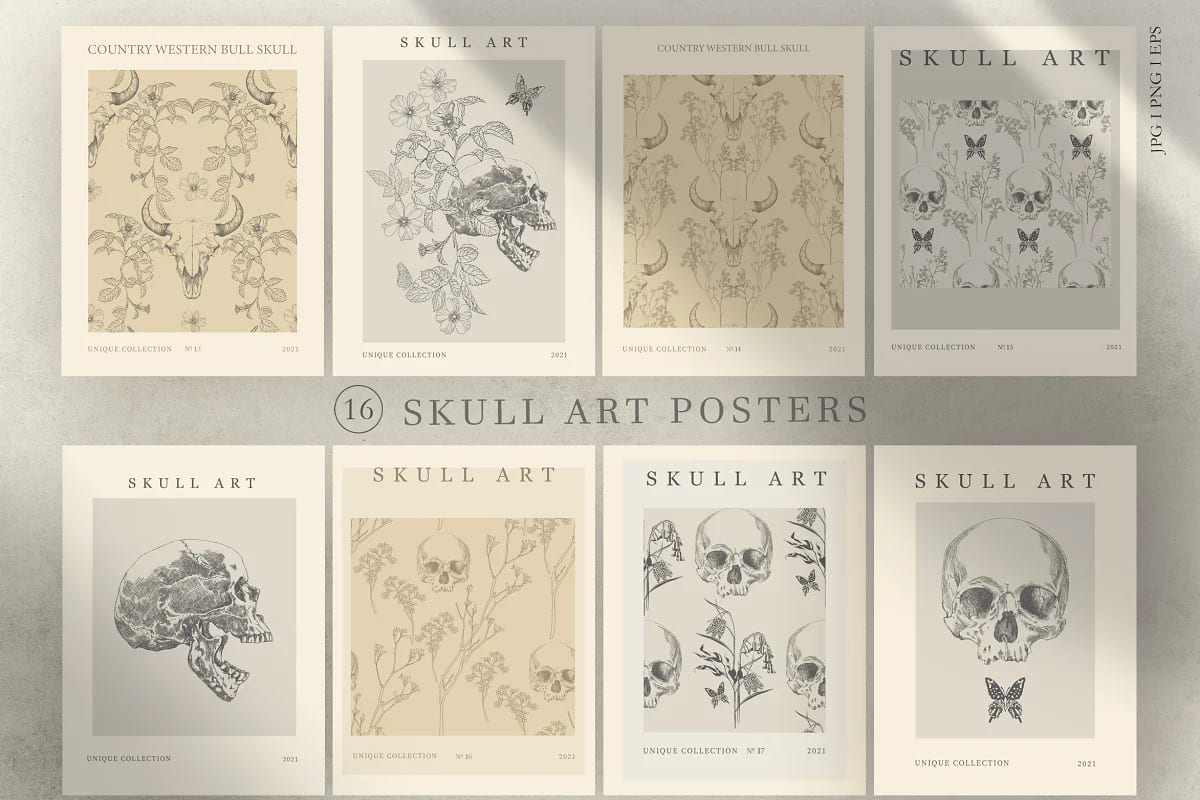 skull art posters for your design.