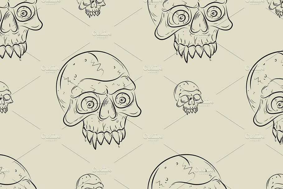 skull set seamless pattern, big and small transparent skulls.