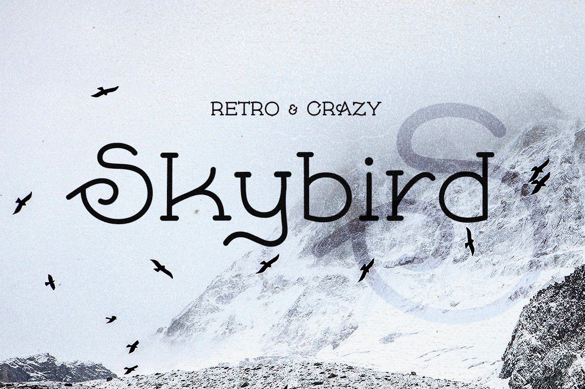 Retro stylistics with celestial birds using a font on the theme.