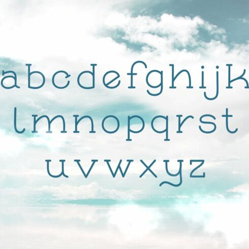 Alphabet using font on cloudy sky background.
