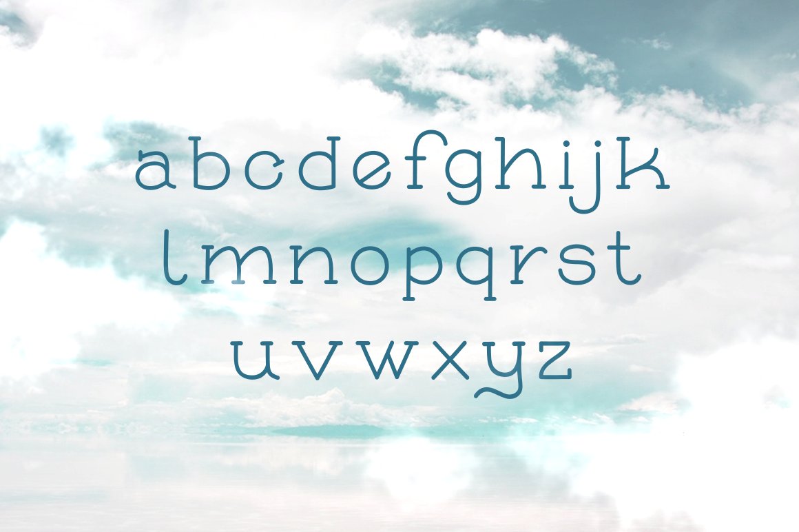Alphabet using font on cloudy sky background.