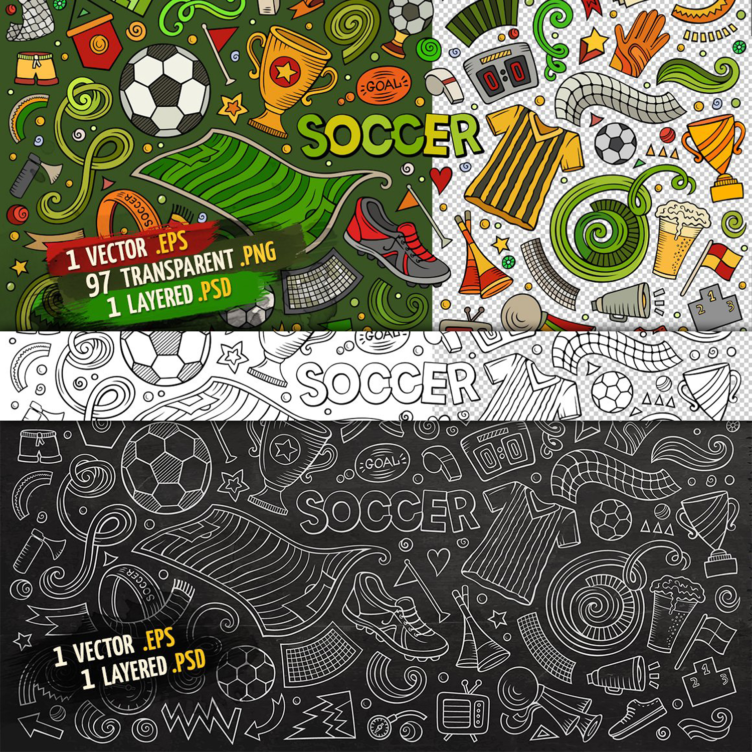 Soccer objects elements set.