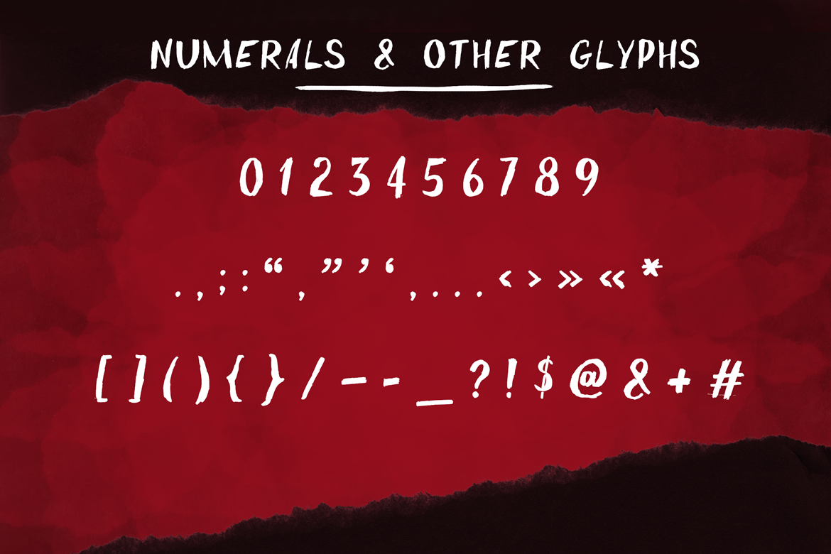 Numbers and symbols font is shown.