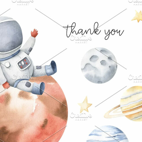 space collection illustrations watercolor.