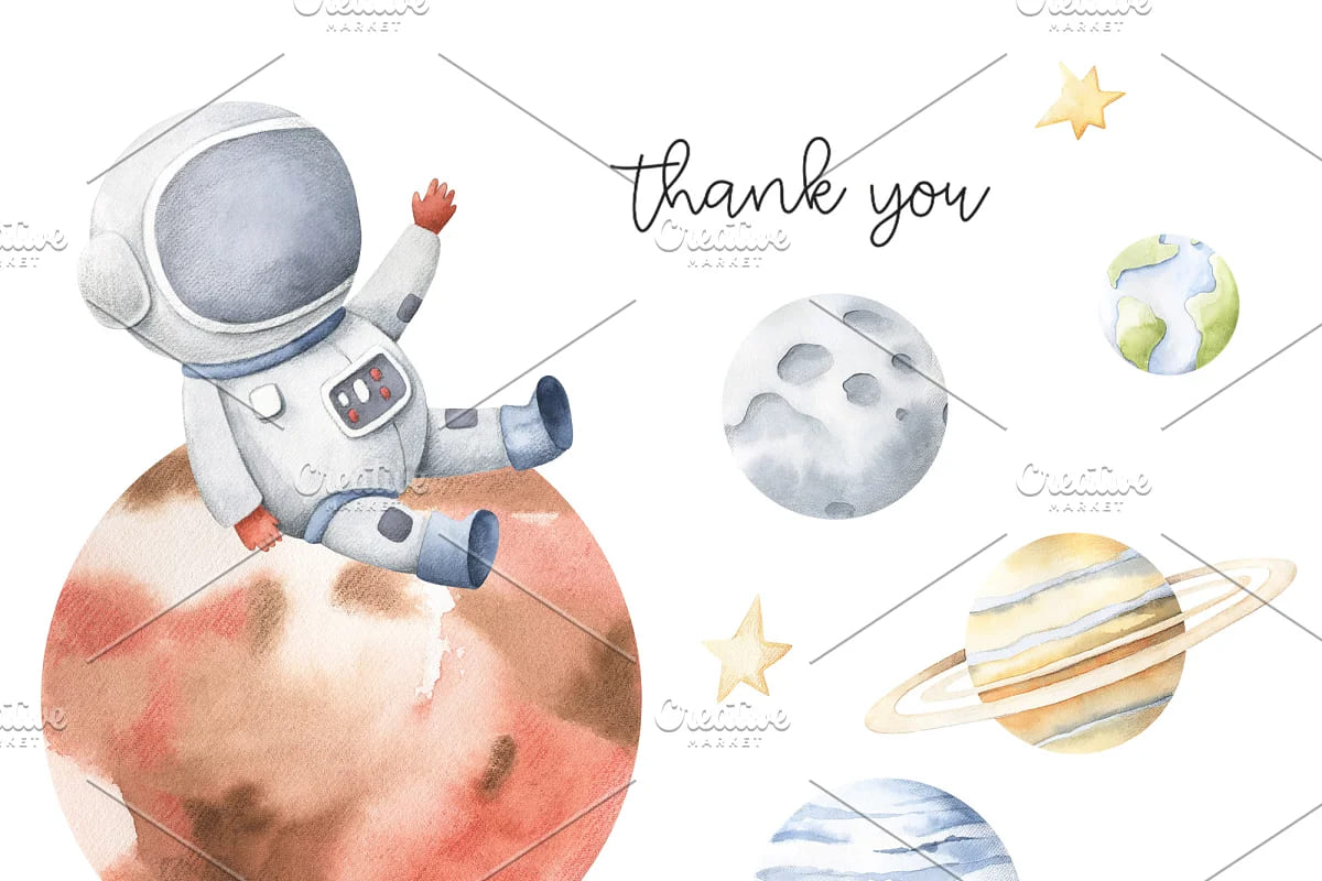 space collection illustrations watercolor.