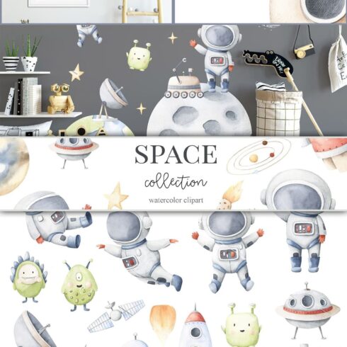 Space Collection - Watercolor Set pinterest image.