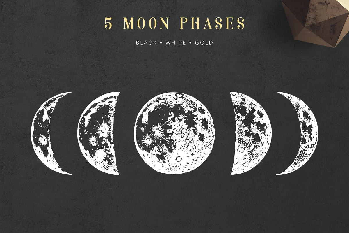 space collection with moon planets moon phases.