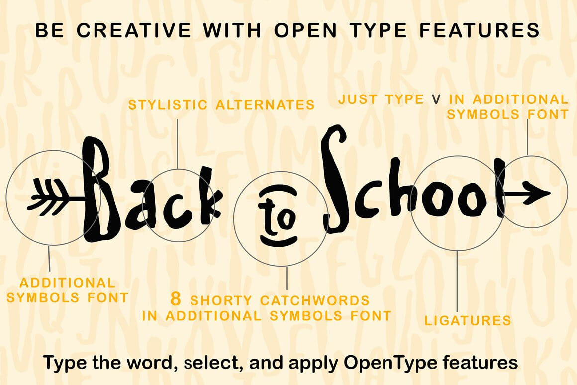 Be creative with open type features, type the word, select and apply OpenType features.