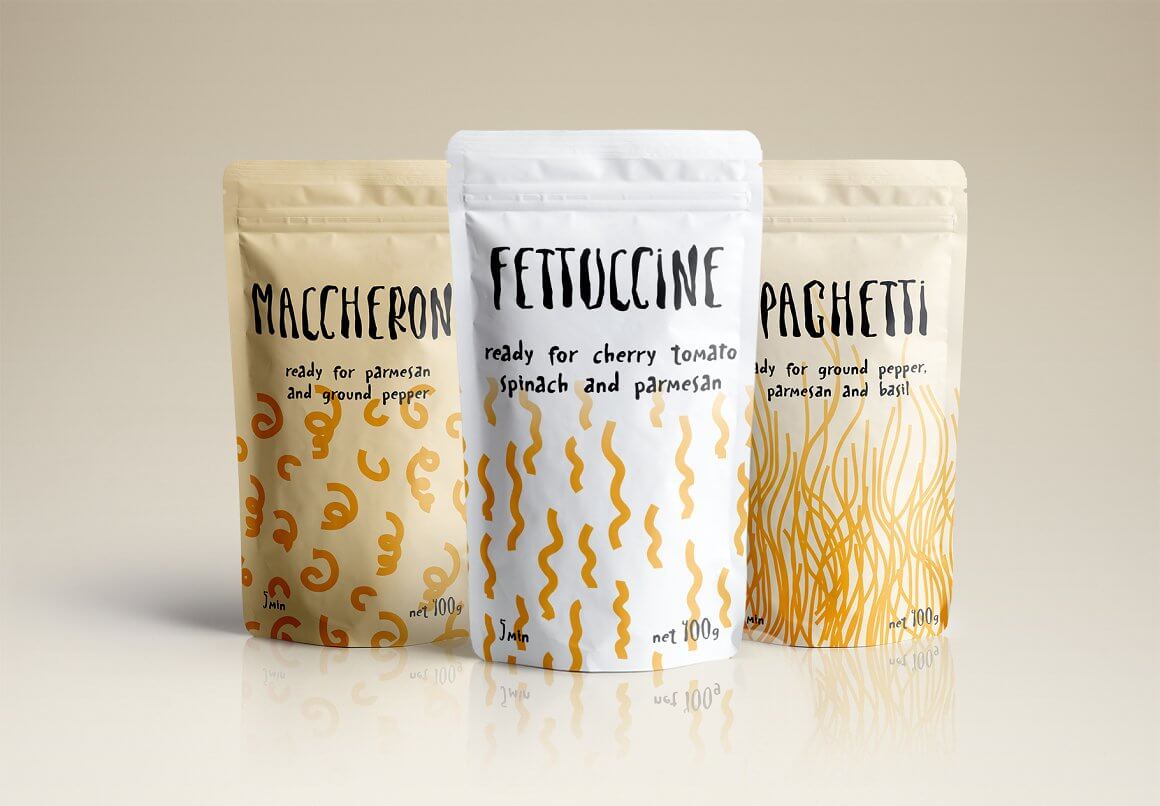 Maccheron, Fettuccine and Spaghetti written in Spaghetti font.