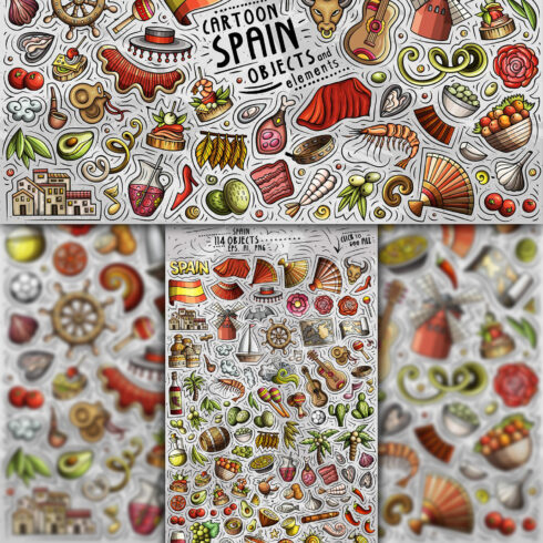 Spain Cartoon Objects Set 1500 1500 1.