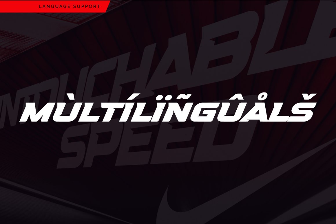 Speed preview font with symbols.