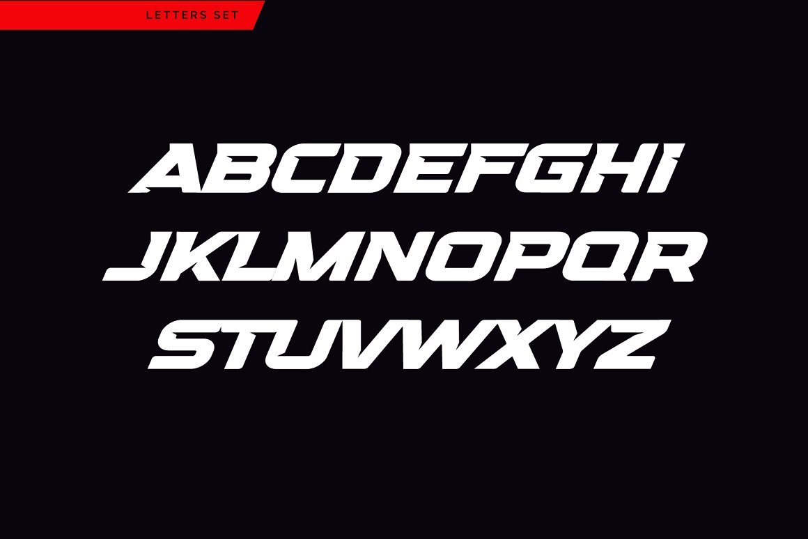 Alphabet in the image on a black background.