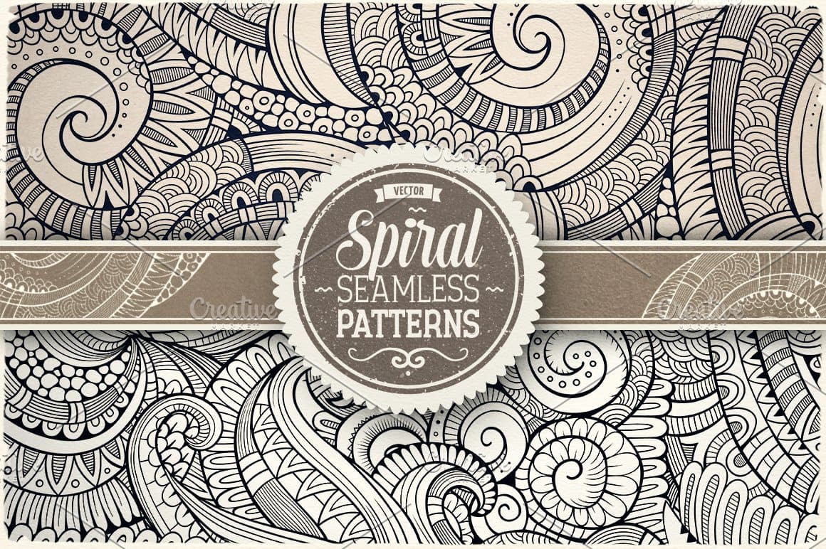 Spiral Seamless Patterns Preview 1.