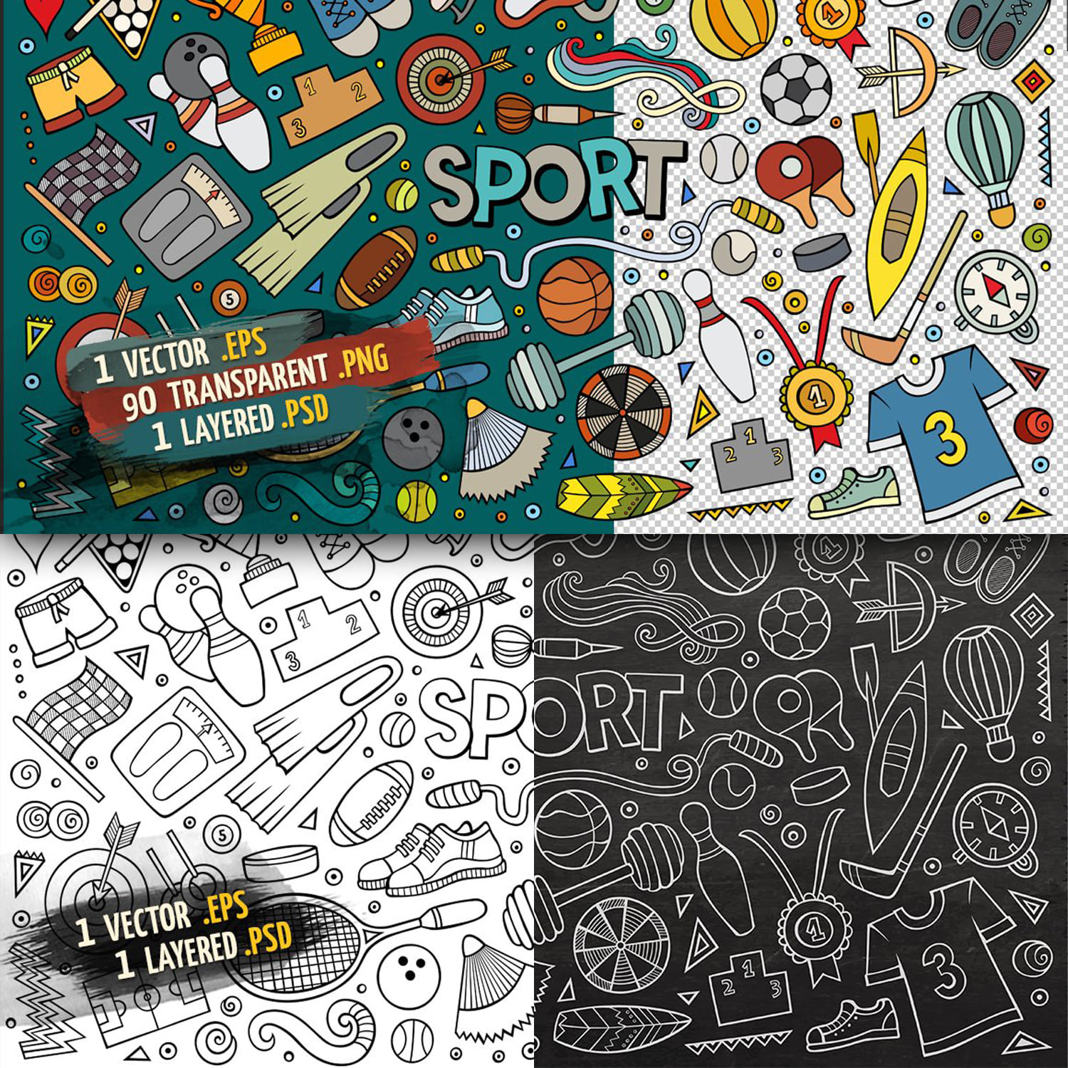 Sports Objects Elements Big Set 1500 1500 2.