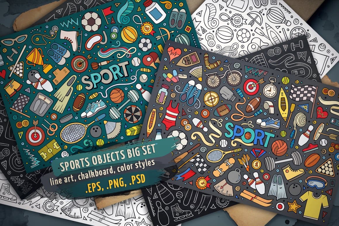 Sports Objects Elements Big Set Preview 1.