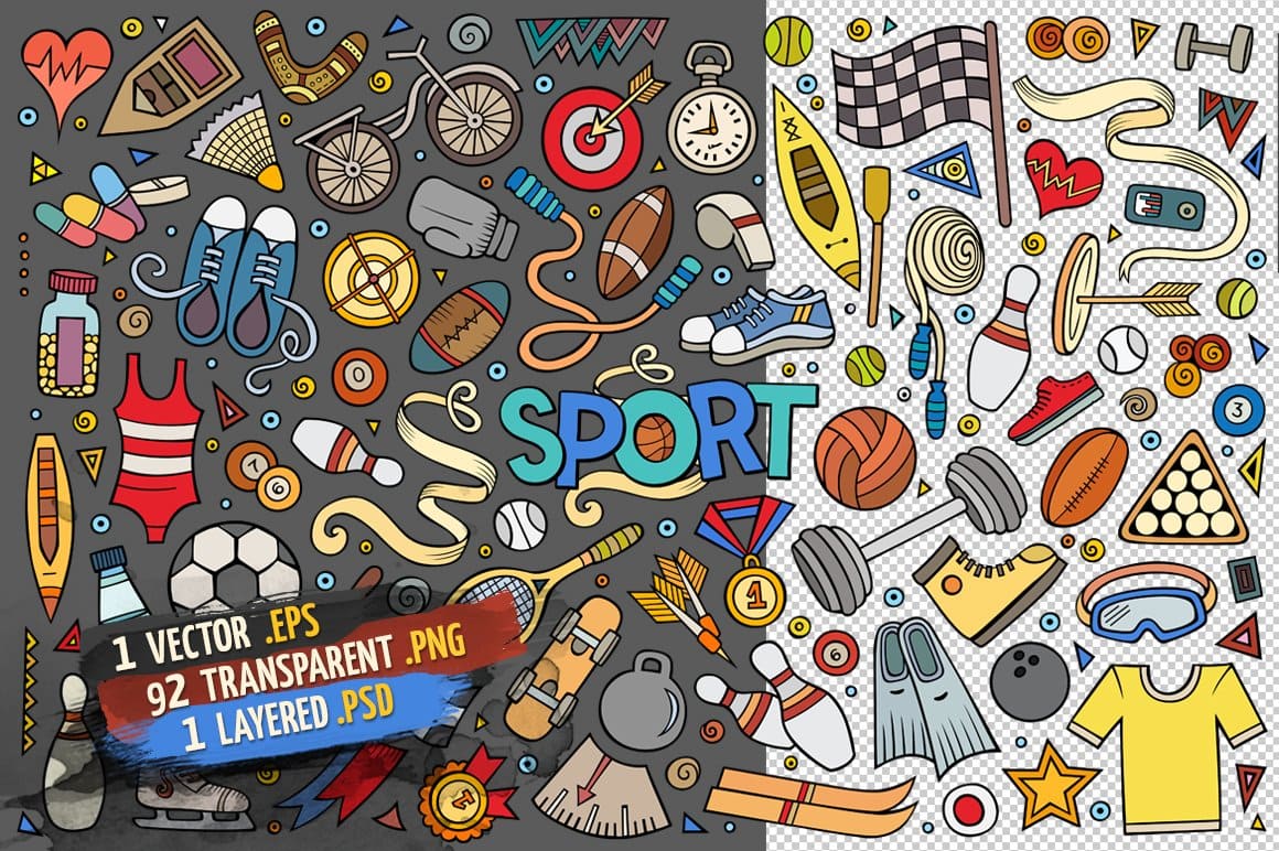 Sports Objects Elements Big Set Preview 3.