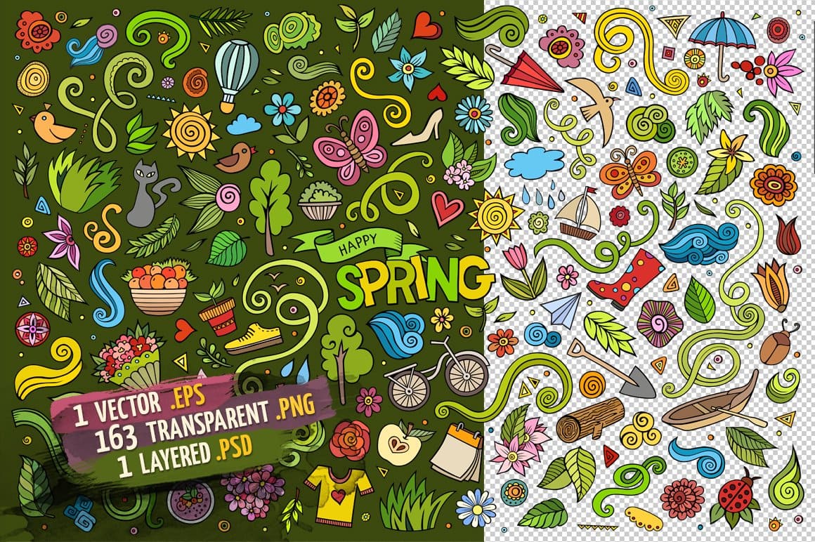 Spring Objects Symbols Set Preview 2.