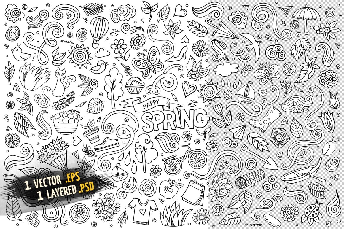 Spring Objects Symbols Set Preview 3.