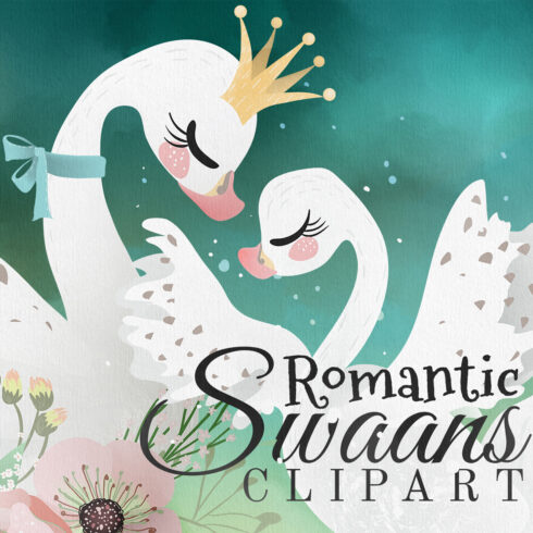 Romantic Swans Clipart previews.