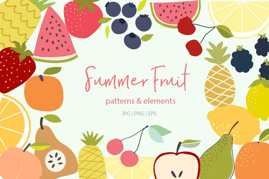 summer fruit patterns and elements.