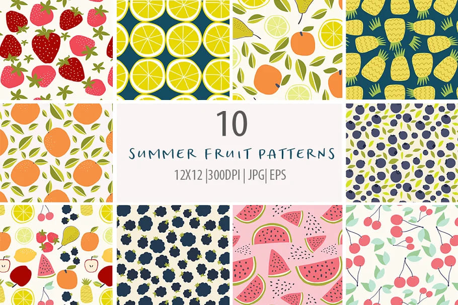 summer fruit patterns and elements illustrations.