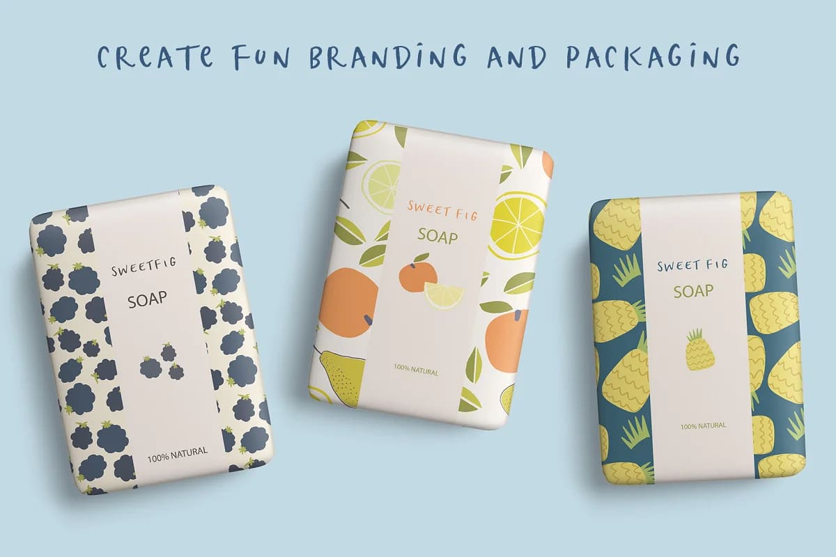 summer fruit patterns and elements for branding.