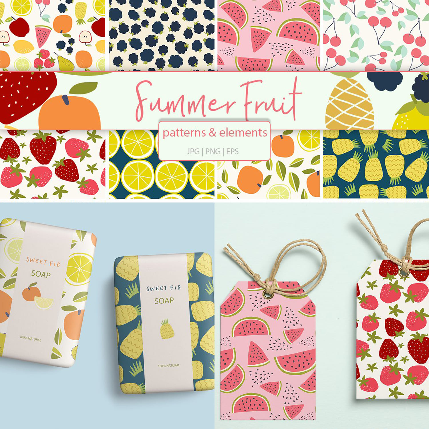 summer fruit patterns and elements graphics.