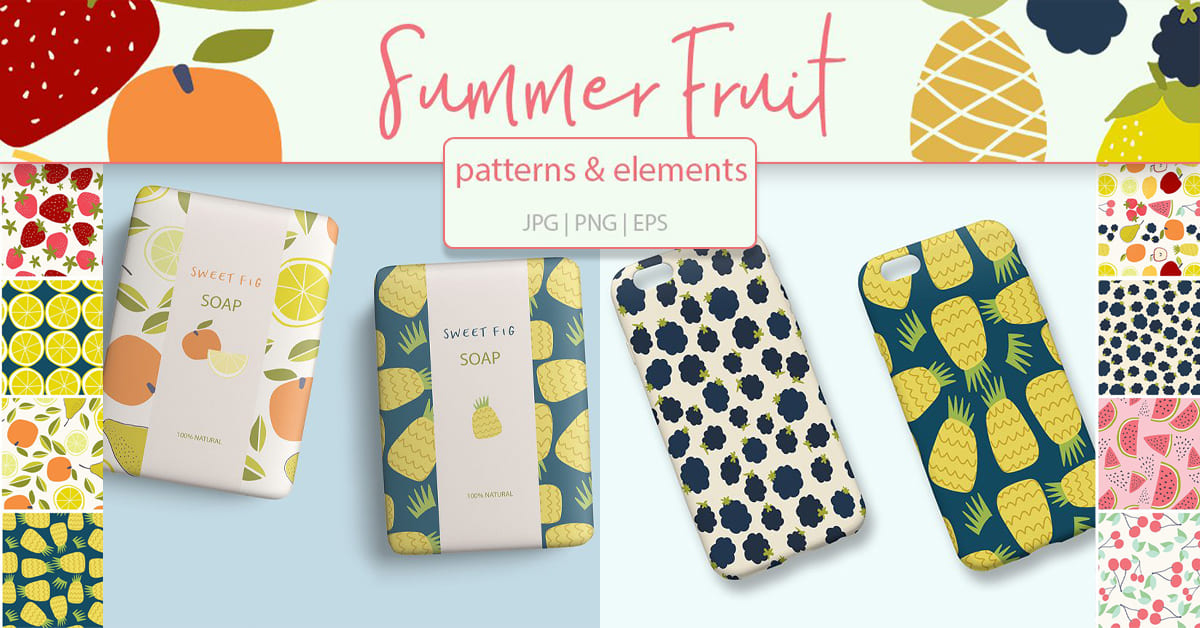 Summer Fruit Patterns and Elements facebook image.