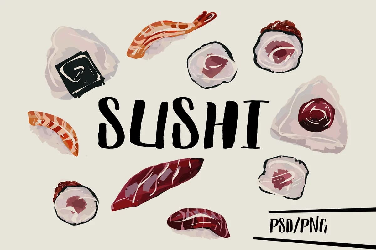 sushi illustrations.