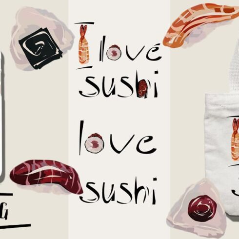 Sushi Illustrations Kit facebook image.