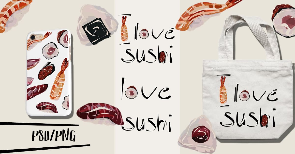 Sushi Illustrations Kit facebook image.