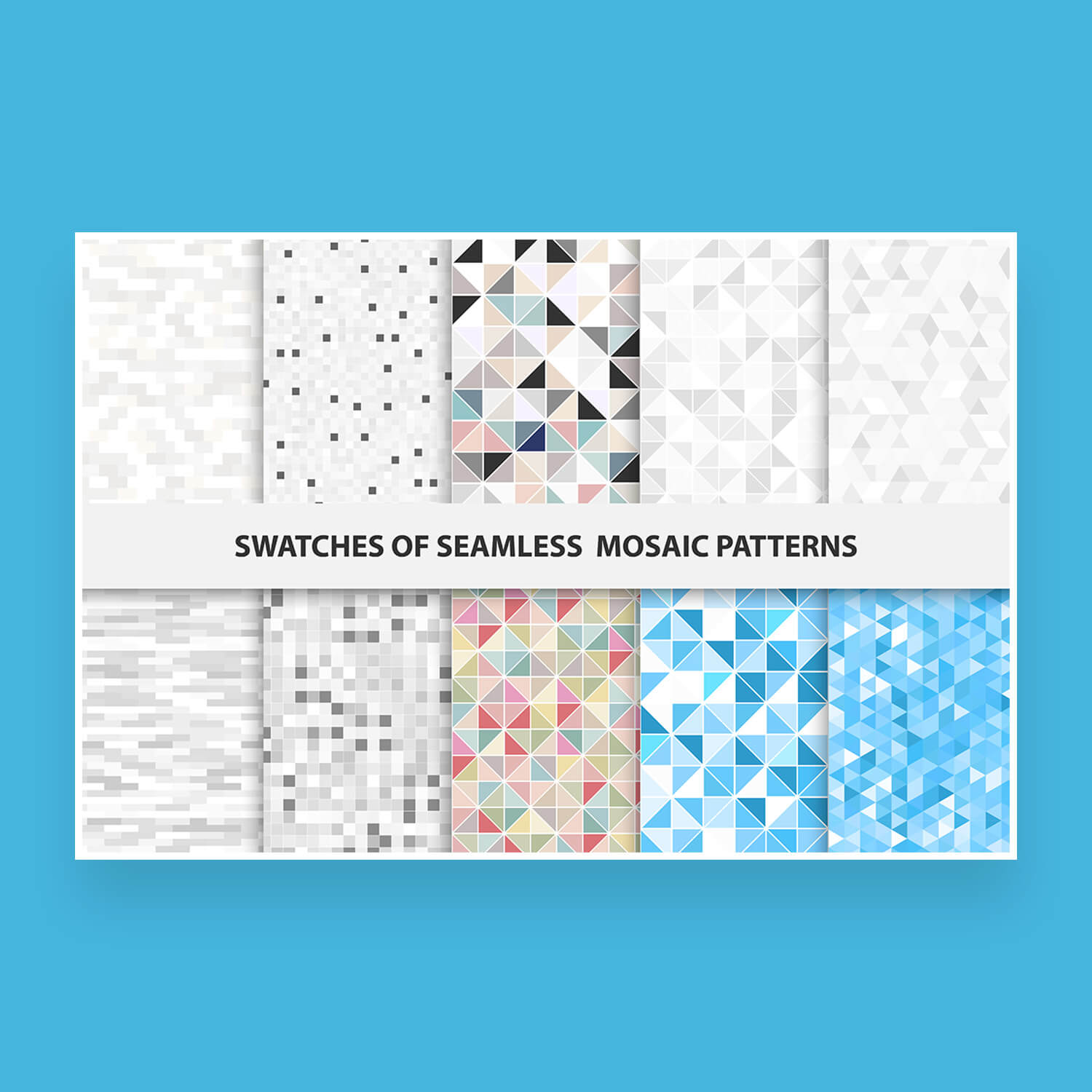 swatches of mosaic seamless patterns cover image.