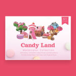 Sweet candy land cartoon.