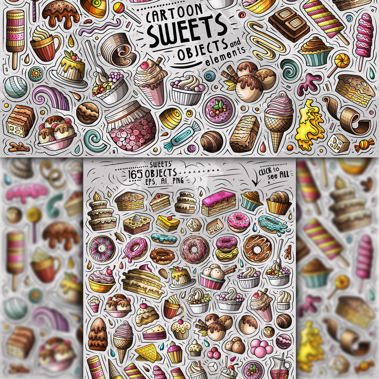 Sweet Food Cartoon Objects Set 1500 1500 1.