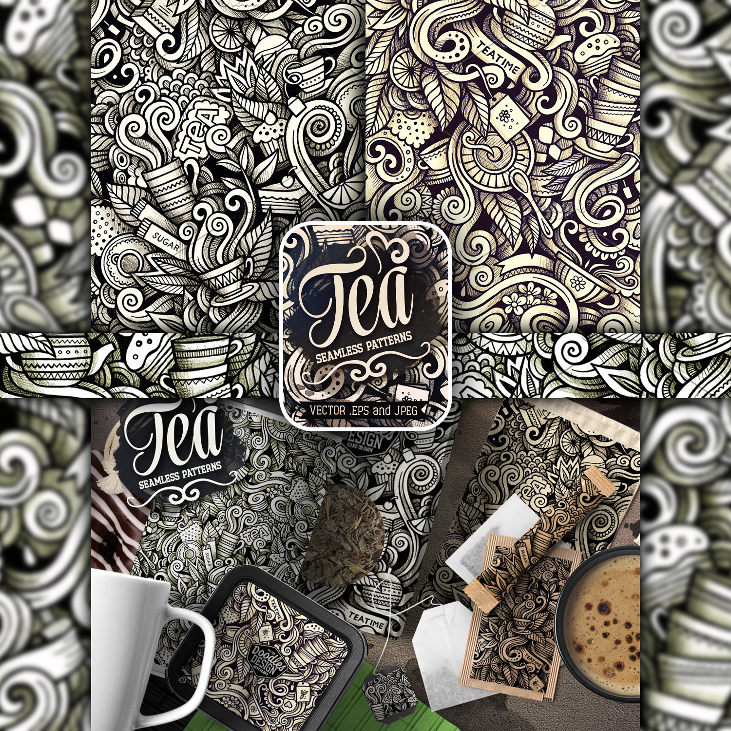 Preview of a product with a tea theme print.